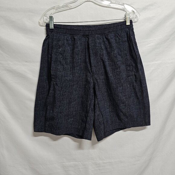 Lululemon Elastic Drawstring Waist Men Shorts Size M Black/Gray Unlined - Picture 2 of 15